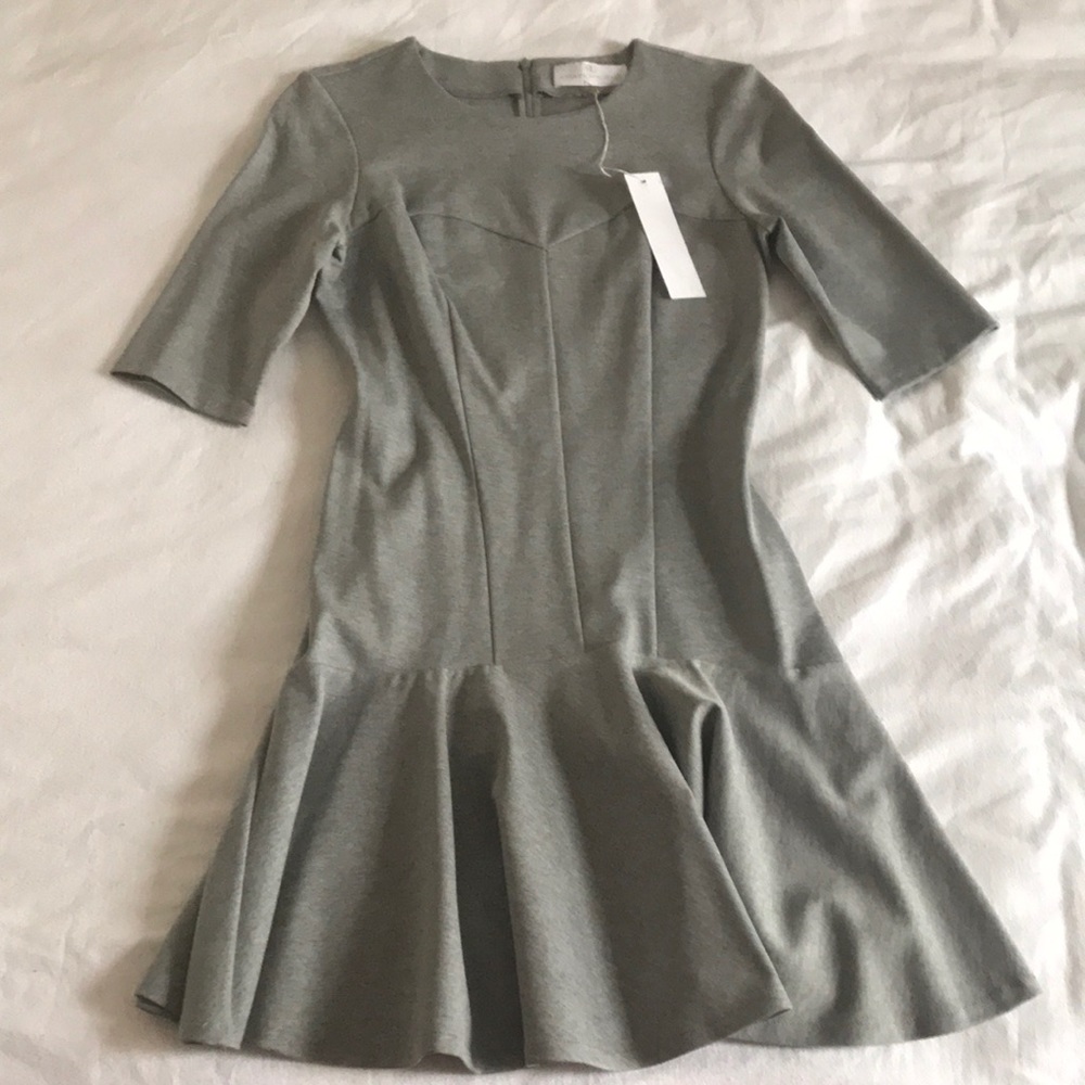 Amanda Uprichard Gray Ponte dress with flare detail